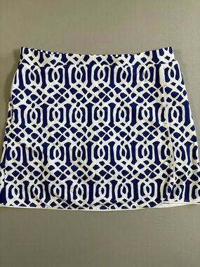 J.McLaughlin Blue And White Geometric Print Skort Tennis Preppy Athletic Size M